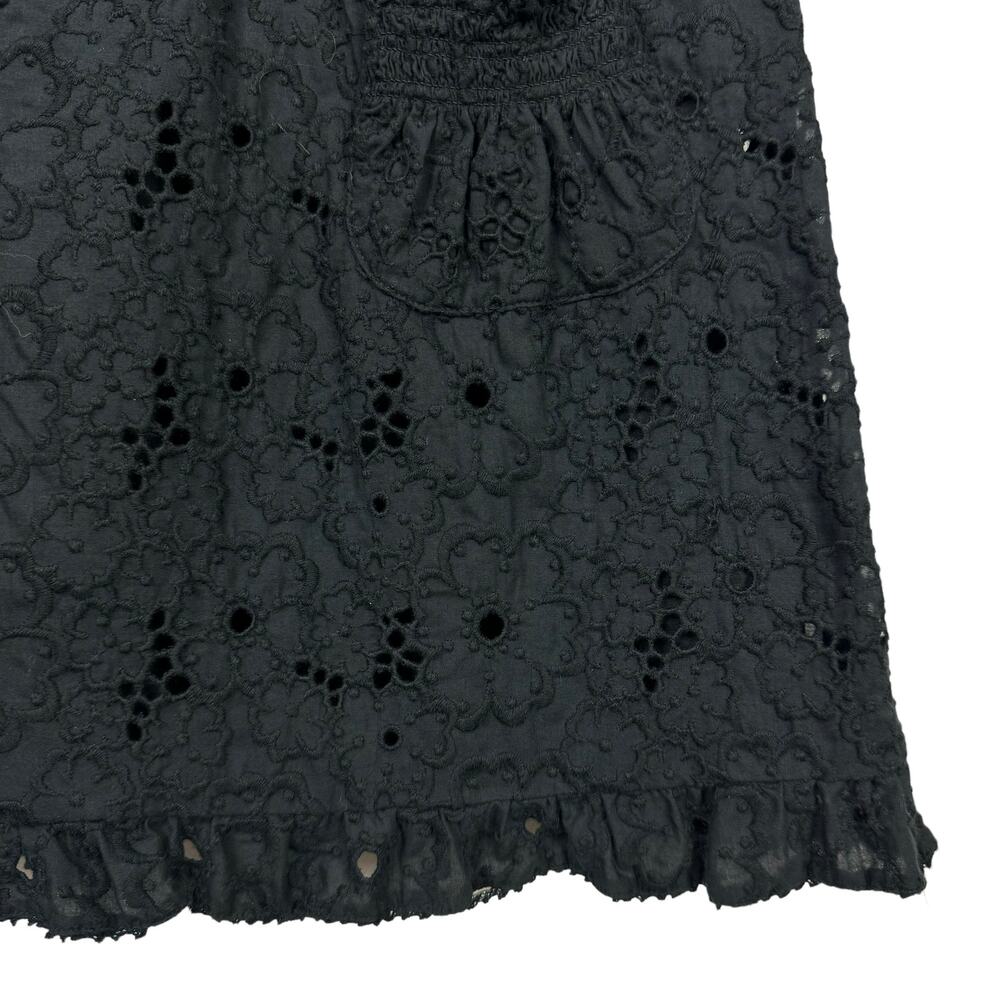 Juicy Couture Black Eyelet Smocked Mini Babydoll Cotton Summer Dress w Pockets - Picture 5 of 7